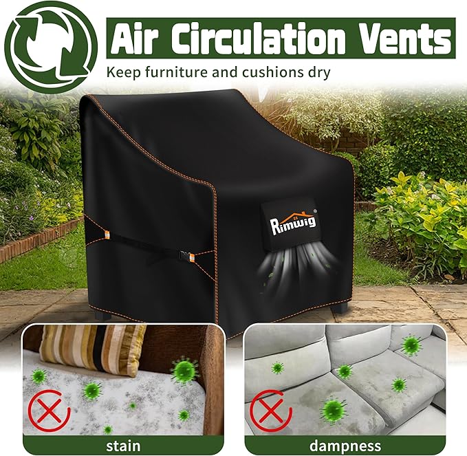 Patio Chair Covers Waterproof 2-Pack Wicker Swivel Chair Covers All-Weather Windproof & UV Protection Outdoor Furniture Covers Keep Your Chairs Like New 32x35x26x36inch