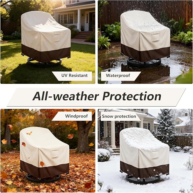 Patio Chair Covers Waterproof Swivel Outdoor Chair Cover, 30W x 34D x 36H Inches Patio Furniture Covers 4 Pack (Beige)