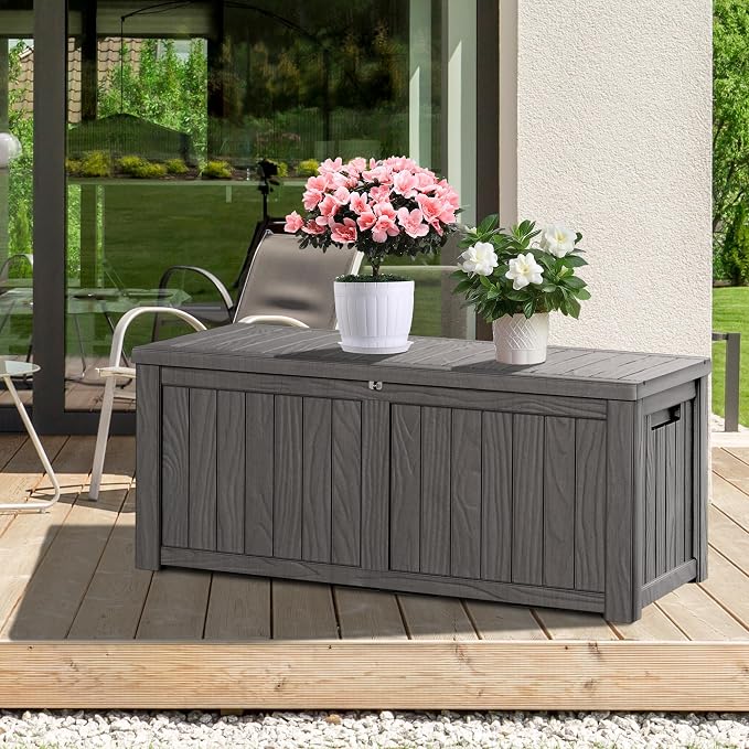 150 Gallon Outdoor Storage Box for Patio Furniture, Pool Accessories, and Garden Tools Black