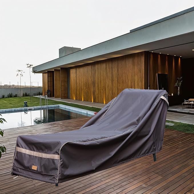 Patio Chaise Lounge Cover Waterproof, Heavy Duty Outdoor Lounge Chair Covers, Dark Grey Durable Patio Furniture Covers, 2Pack, 84"L*32"W*30"H