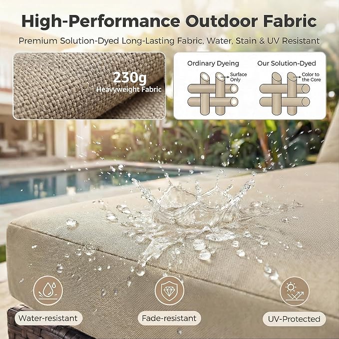 NICESOUL 7 Piece Outdoor Patio Furniture Set with Fire Pit Table Natural Gas & Propane Convertible, 29.3'' High Backrest Deep Wide Seating Conversation Sets, Wicker Sectional Couches, Brown & Beige