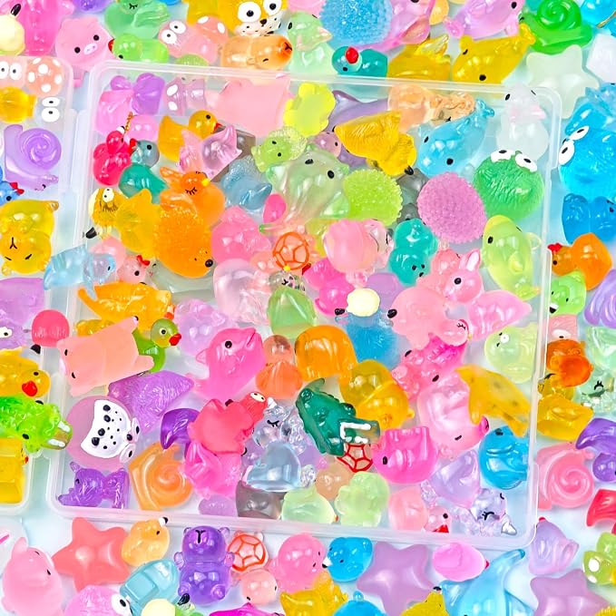 160 Pcs Luminous Mini Resin Animal Figures Glow in the Dark Small Little Tiny Ducks Animal Miniature Figurines for Crafts Fairy Garden Accessories Micro Landscape Decoration