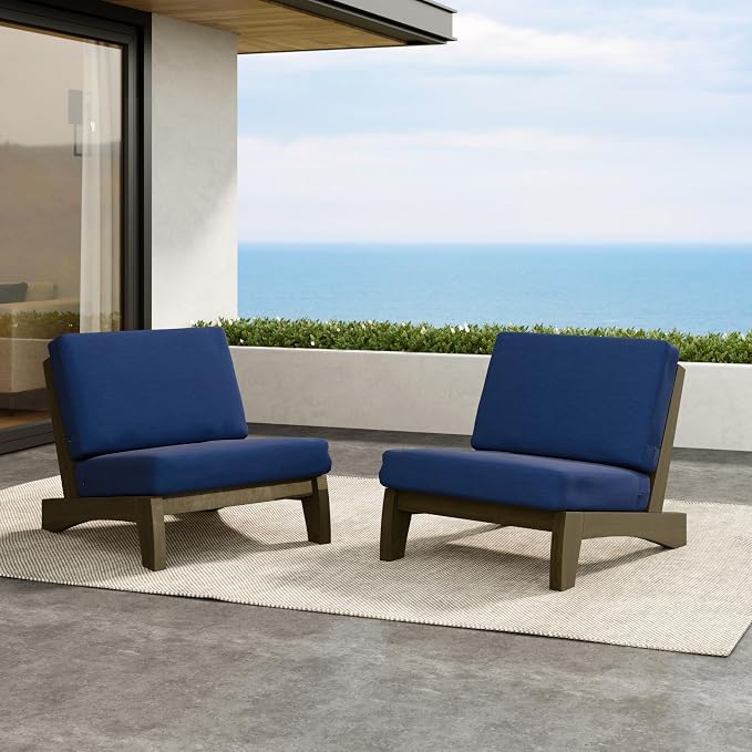 2 Pieces Patio Furniture Sets, All-Weather Outdoor Wood Bistro Set Patio Conversation Chiarsfor Balcony, Backyard