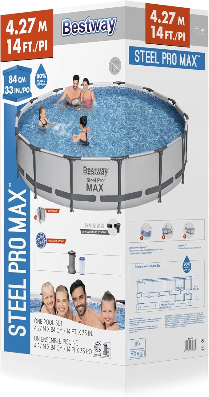 Bestway Steel Pro MAX Above Ground Pool Set, 4.27 m x 84 cm Size