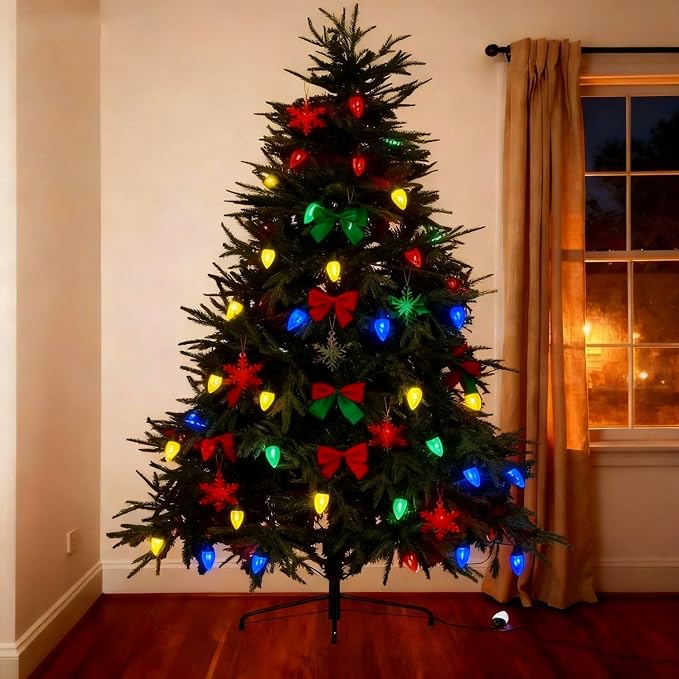 C9 LED Christmas Lights Outdoor,33 Feet 50 LED 8 Lighting Modes Waterproof Connectable Christmas String Lights for Outside Roofline Patio Home Xmas Decorations (Multicolored)