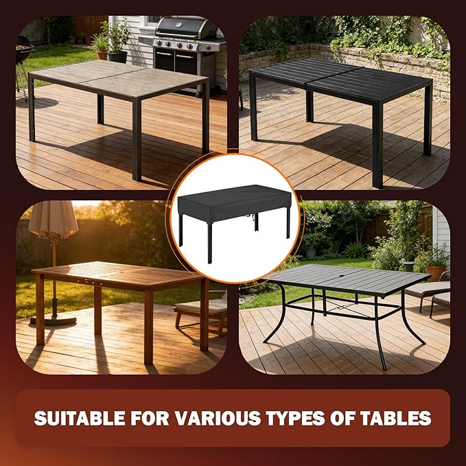 TOHONFOO Rectangular Folding Table Cover - Waterproof Anti-UV Outdoor Table Covers - Outdoor Table Cover 96" L x 30" W x 6" H