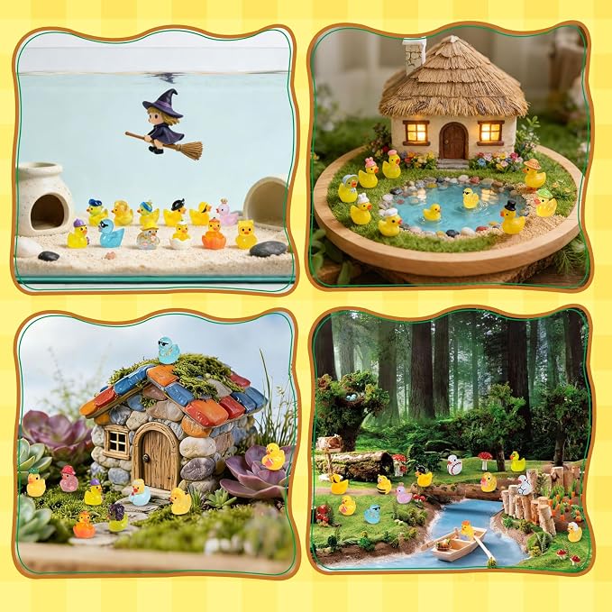 60 Pcs Mini Resin Ducks, Tiny Ducks to Hide, Little Plastic Animal Figurines Small Miniature Figures Bulk Glow in The Dark (Mini Resin Ducks)