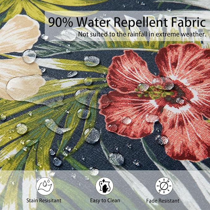 Magpie Fabrics Outdoor Cushion Cover Replacement 2 Pack, NO Insert! Water Repellent Slipcover with Ties Decor for Patio Garden Chair Sofa Bench Wicker(Midnight Floral, 24x24x4 Inch)
