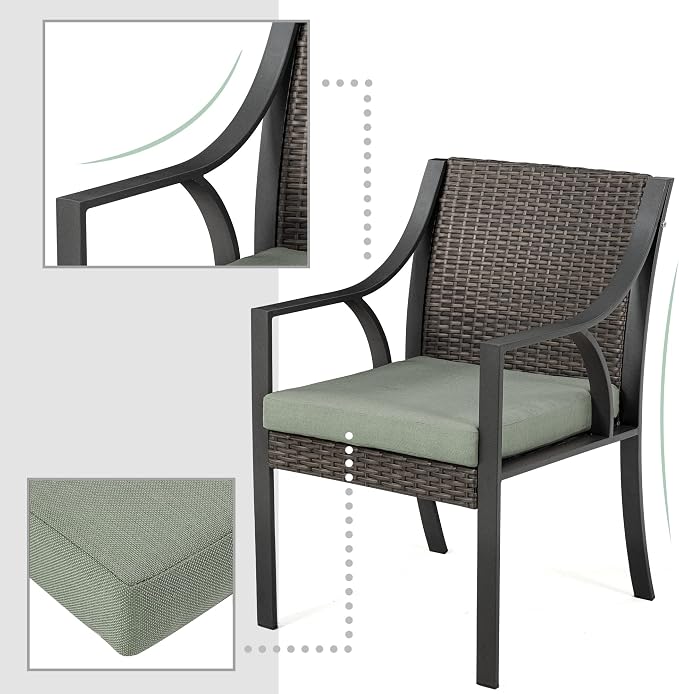 HAPPATIO 7 Piece Patio Dining Set,Outdoor Dining Set,Outdoor Patio Dining Set.Wicker Rattan Patio Dining Furniture. Dining Furniture Set. Outdoor Dining Set for 6.(Green)