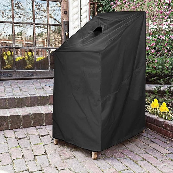 Stacking Chair Cover, 420D Patio Chair Cover, Outdoor Patio Furniture Covers for Stacked Chairs, Outdoor Lawn Dining Chair Covers 1 Pack (28" W x 28" D x 49" H)