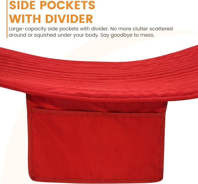 Lazy Daze Hammocks 2 Person Portable Hammock with 12FT Stand for Outside, 10.5FT Quilted Double Hammock with Spreader Bar and Detachable Pillow, 450lbs Capacity for Outdoor Patio, Burgundy