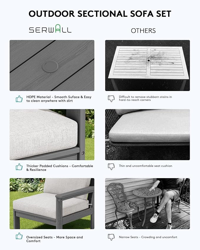 SERWALL HDPE Outdoor Couch with Coffee Table