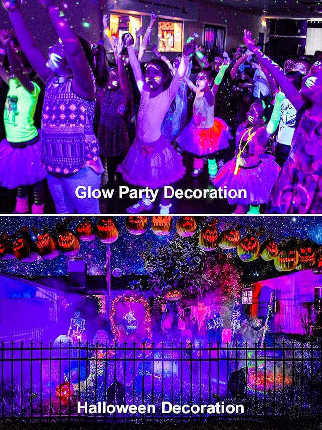ZUCKEO Outdoor Blacklight Spotlight LED Spot Black Light with US Plug, 15W IP66 Landscape Black Lights Fixtures for Glow Party Body Paint Fluorescent Poster Yard Garden House Decorating(4Pack)