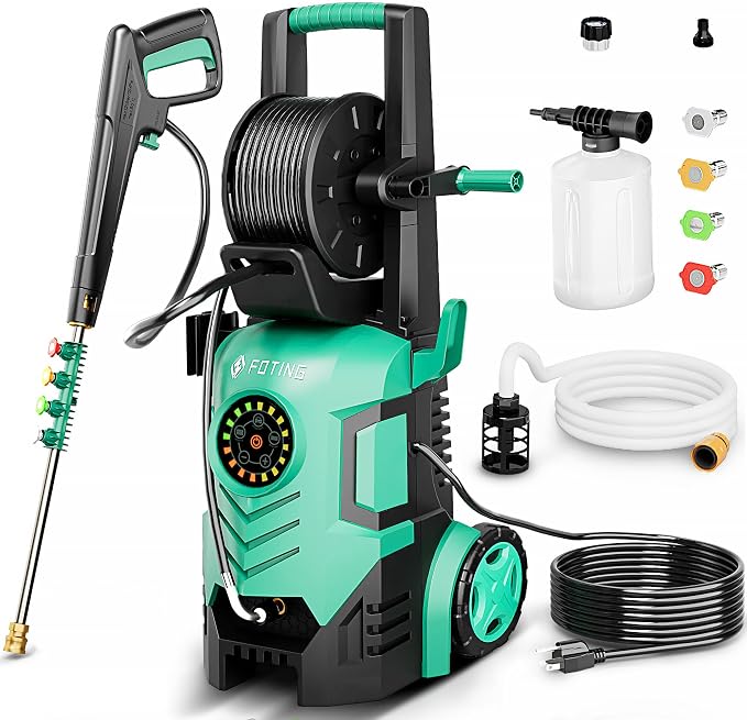Pressure Washer 5000PSI with Adjustable Touch Screen 8 Level, 34" Tall, 4 Quick Connect Nozzles, Cannon for Cars/Fences/Driveways/Home Cleaning,Blue