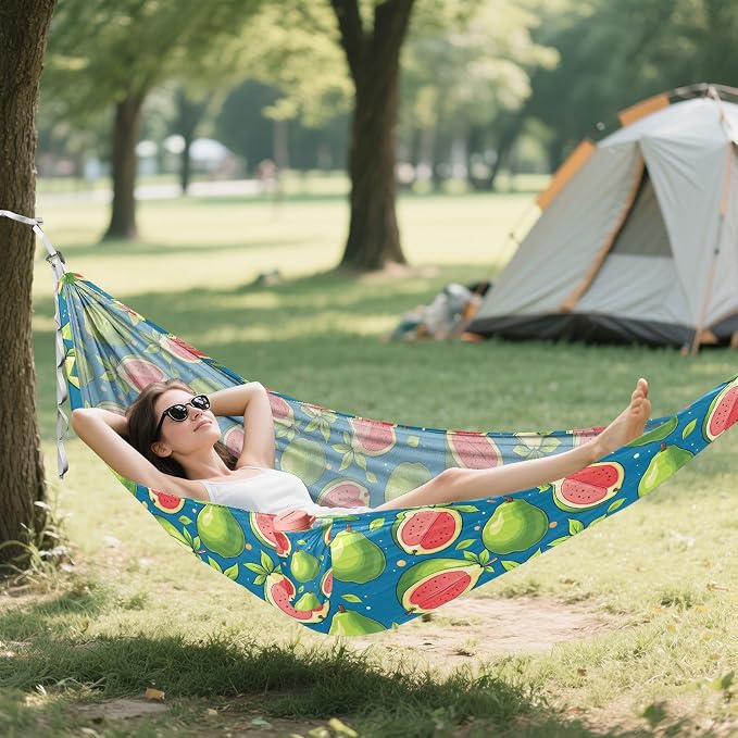 Camping Hammock Outdoor Hammocks for Outside Green Guava Beach Trees Portable Lightweight with Pockets Tree Straps Indoor