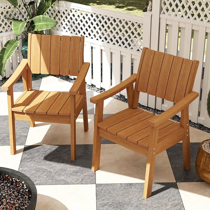 ZHUSI Outdoor Dining Set for 6 HDPE (Teak, 2 Chairs)