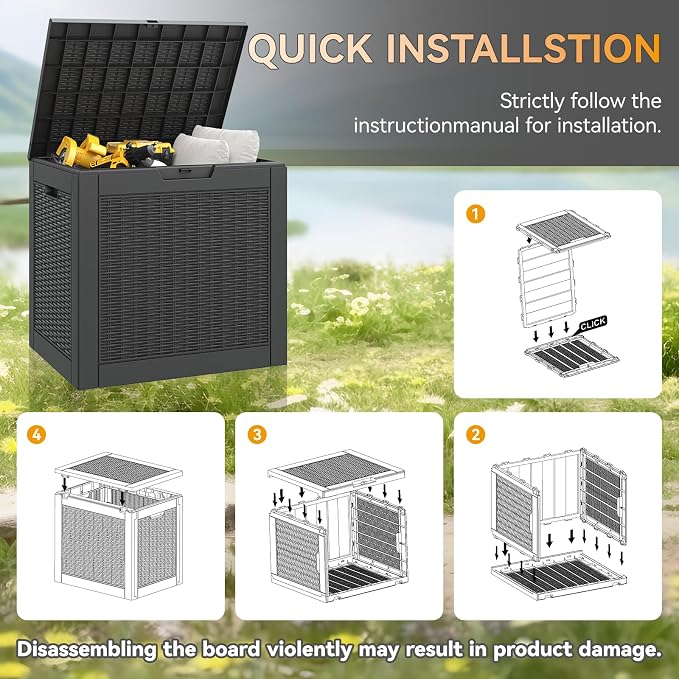 KAMABOKO 31 Gallon Outdoor Storage Box 2 Pack All-Weather Deck Box for Patio Furniture, Package Deliveries, Garden Tools, Pool Supplies & Cushions, Black