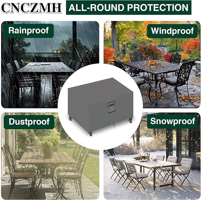 Heavy Duty Patio Furniture Covers Waterproof, 600D Outdoor Furniture Cover Waterproof for Sectional Sofa Couch, Outdoor Dining Table and Chair Set Covers 74''L x 47''W x 28''H, Grey