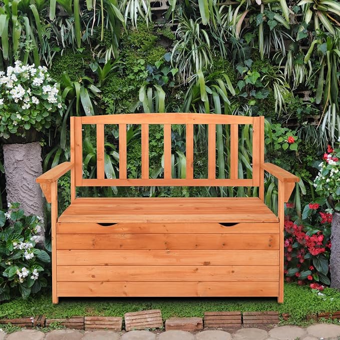 44" Outdoor Storage Bench Deck Box, Entryway Storage Bench Portable for Patio Garden Balcony Yard, Outdoor Storage Deck Box,Storage Bench Deck Box for Patio Furniture,Outside Storage Box Bench Chair