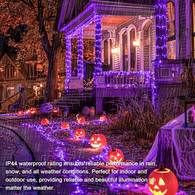 JMEXSUSS 150 LED Purple String Lights, Connectable Halloween Lights Indoor | 59Ft Purple Christmas Lights, 8 Modes Twinkle Fairy Light for Room Outdoor Tree Party Bedroom Home Christmas Decorations