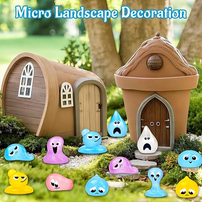 64 Pcs Luminous Mini Resin Water Elves Figurines Glow in the Dark Tiny Little Resin Figures for Halloween Micro Landscape Fairy Garden Decor