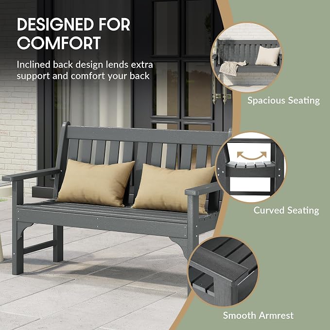 WestinTrends Malibu 3-Piece HDPE Outdoor Patio Furniture Couch and Coffee Table Set, Gray