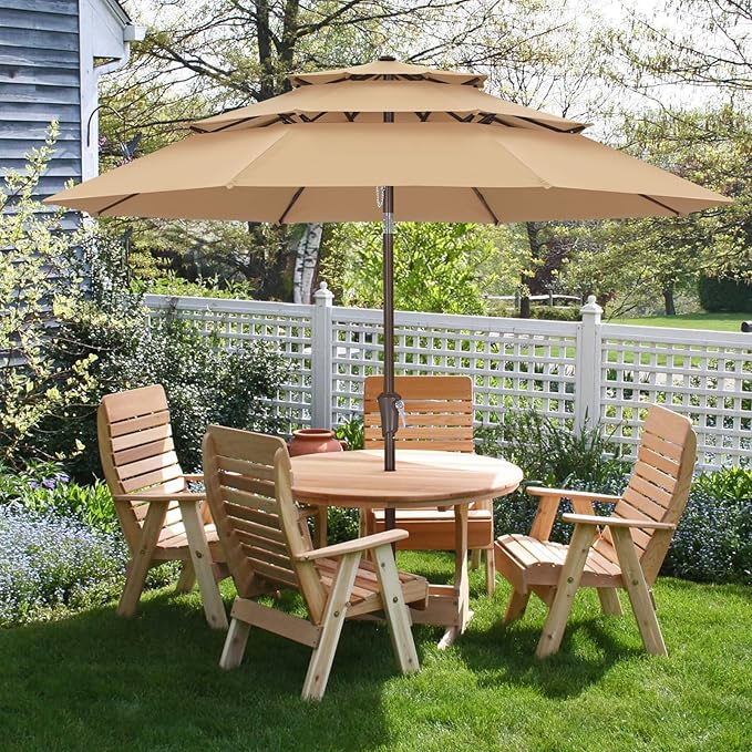 ABCCANOPY Patio Umbrellas 3 Tiers 11FT (Tan)