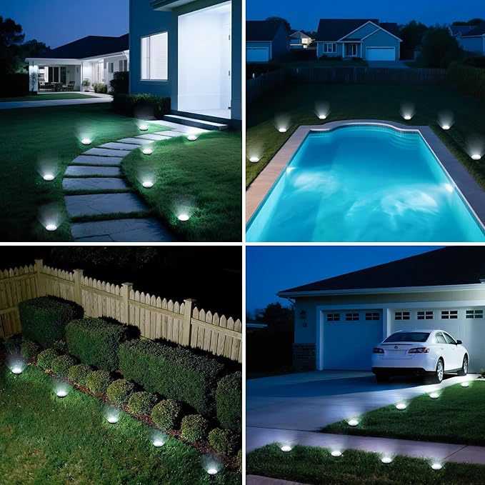 vighep Mini Solar Ground Lights, 24 Pack Solar Lights Outdoor Waterproof, Upgraded LED Flat Landscape Lighting for Outside Pathway Garden Patio Yard Driveway,Cold White
