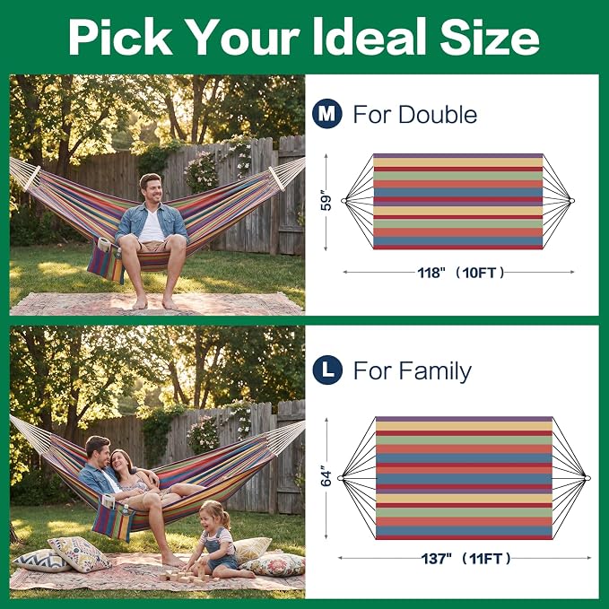 GAFETE Double Hammock for Outside with Tree Straps, Replacement for Stand(Classic Red, Large)