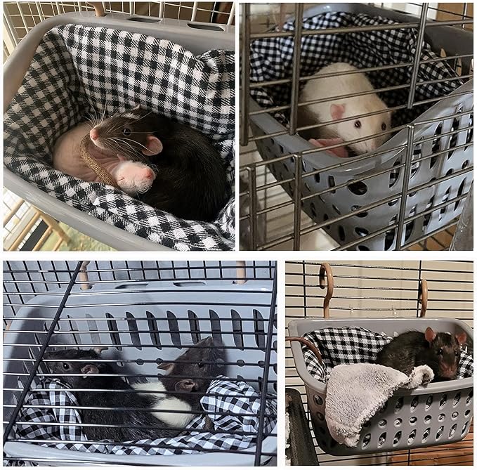 JWShang 2 Big Rat Hammocks for Cage Chew Proof, Rat Warm Bed, Small Animal Hanging Hammock, Rat Cage Accessories for Small Animals Rat, Mouse, Guinea Pig, Chinchilla, Sugar Glider, Ferret