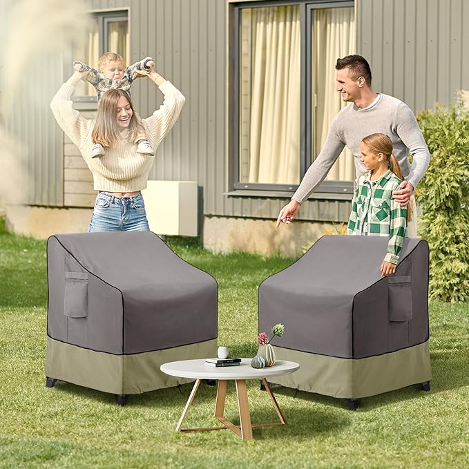 KylinLucky Outdoor Chair Covers Waterproof 31.5W x 33.5D x 36H inches 2pack, Heavy Duty Patio Furniture Cover for Outside Grey
