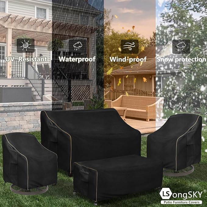 Outdoor Swivel Lounge Chair Cover 2 Pack,35 W x 37 D x 38.5 H inches,100% Waterproof Heavy Duty Outdoor Chair Covers,Patio Furniture Cover for Swivel Patio Lounge Chair,Black