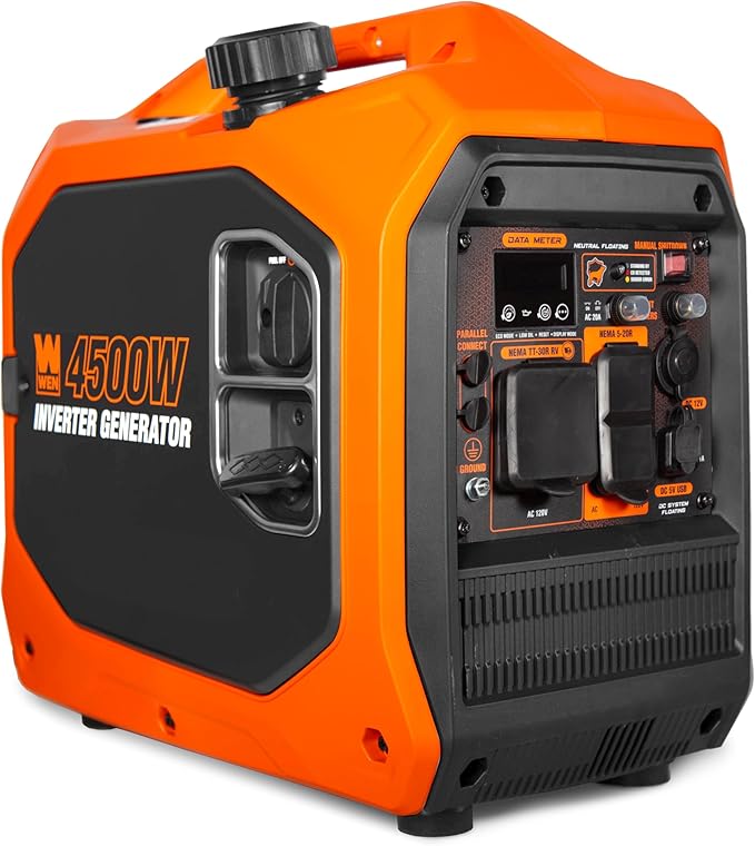 WEN 4500-Watt Inverter Generator, RV-Ready, Quiet, Portable, and Lightweight with Fuel Shut Off and CO Watchdog (56432iX), Fuel Type Gasoline