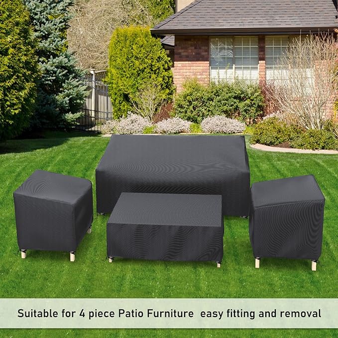 STARTWO Outdoor Patio Furniture Cover Waterproof 4-Piece Set for Chairs, Loveseat and Coffee Table, Heavy Duty 420D, Black