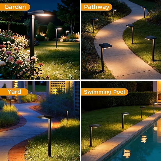 LUTEC 2 Pack Low Voltage Pathway Lights, Aluminum 12V Landscape Lighting with Connectors,IP65 Waterproof Anti-Glare Wired LED Pathway Lights, 5W 500LM Warm White 3000K for Pathway, Yard, Garden