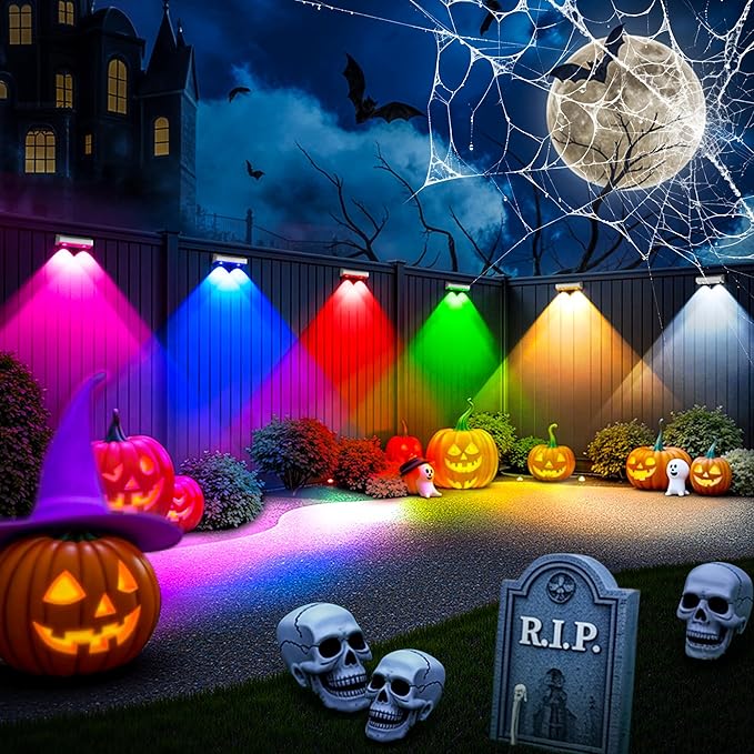 SOLPEX Solar Fence Lights Outdoor, 9 Fixed Colors & Color Changing Fence Solar Lights Outdoor Waterproof IP65, LED Deck Lighting for Backyard Wall Step Patio Railing Pool Porch (12 Pack)