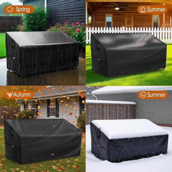 Outdoor Sofa Cover, 72 Inch Waterproof 3-Seater Paito Couch Sectional Sofa Cover, Furniture Covers for Outdoor Seating for Winter (Black, 72" W x 30" D x 30" H)
