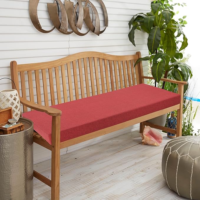FUNHOME Outdoor Bench Cushion Covers,54" x 18" x 3", No Insert! Patio Bench Cushion Covers for Outdoor Furniture,Water Resistant Patio Loveseat Cushion Covers 1 Pack, Sangria Red(Covers ONLY)