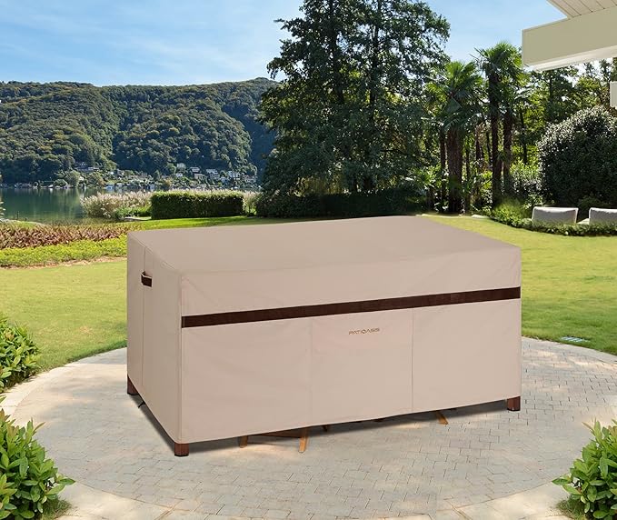 Outdoor Rectangle Table and Chairs Cover 84''L x 44''W x 28''H Heavy Duty Pci Patio Furniture Covers Waterproof Anti-Fading UV-Resistant 7 Foot Long Lawn Table Cover