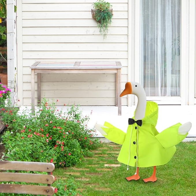 Raincoat Goose Outfit Porch Goose Clothes for Cement Statue Porch Outdoor Garden Yard Patio Lawn Art Decor(23" H)