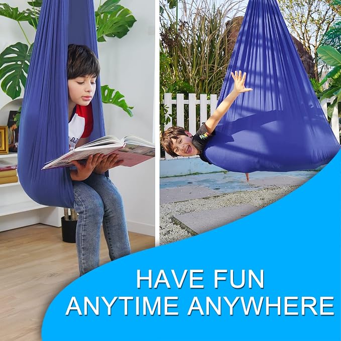 Indoor Therapy Sensory Swing for Kids, Special Needs Joy Cuddle Ceiling Snuggle Swings, Outdoor Room Adjustable Fabric Hammock for Children Child Teens Autism, ADHD, Aspergers, Sensory Integration