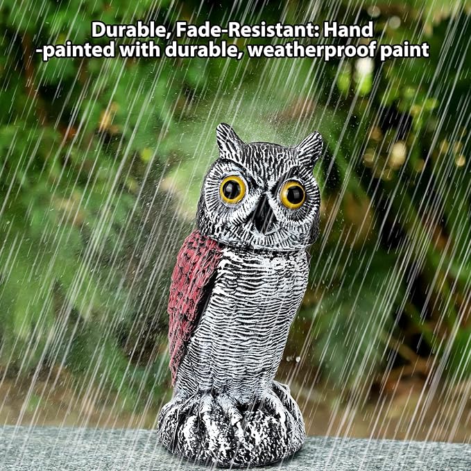 3-Pack Owl for Bird Deterrent - Weatherproof Bird Repellent Devices for Outdoor Use - Plastic Owls to Scare Birds Away and Control Garden Pests