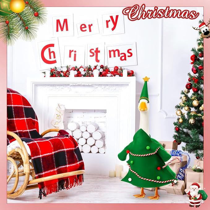 FuWeave 8 Set Holiday Porch Goose Outfits 17'' Goose Clothes Summer Fall Halloween Christmas Winter Thanksgiving Valentine St. Patrick Easter 4th of July Lawn Porch Geese Costume for Patio Yard Decor