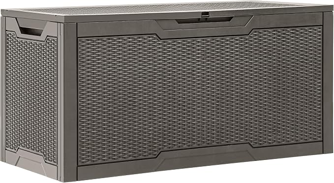 YITAHOME 100 Gallon Large Deck Box, Outdoor Resin Storage Boxes for Patio Furniture, Outdoor Cushions, Garden Tools, Water Resistant and Lockable