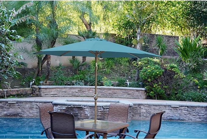 Jeco Carell Furniture 6.5' x 10' Alum-um Patio Market Umbrella Tilt with Crank - Red