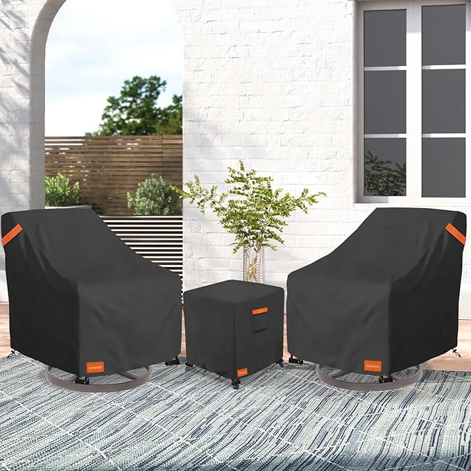 Waterproof Outdoor Ottoman Cover Square,600D Heavy Duty Patio Small Side Table Cover,Patio Furniture Covers for End Table 25" W x 25" D x 18" H,Black