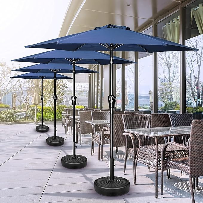 Simple Deluxe 9FT Outdoor Patio Umbrella Table Market Umbrella with Push Button Tilt and Crank, 8 Sturdy Ribs, UV Protection Waterproof for Garden, Lawn, Deck, Backyard, Pool, Blue