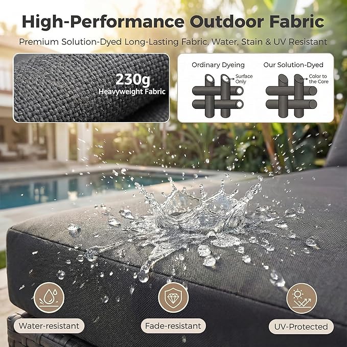 NICESOUL 15 Piece Patio Set with Fire Pit Table, Luxury Large Size Outdoor Furniture with Firepit, 29.3" Highback Deep Seating 500 lbs Heavy Duty for Backyard, Deck, Dark Grey