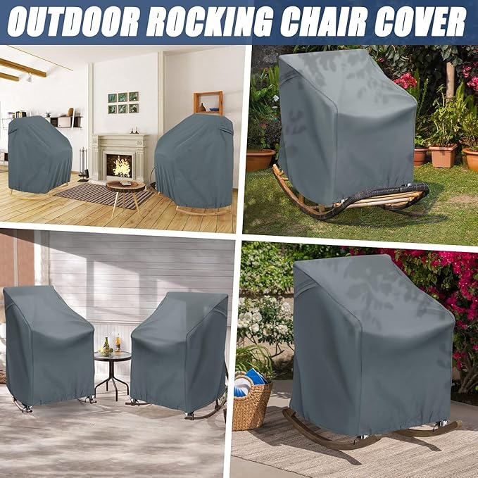 Patio Swivel Rocking Chair Covers, UV-Resistant All Weather Outdoor Lounge Chair Protectors for Deck, Lawn & Garden Furniture, 4 Pack-27.5" W x 32.5" D x 39" H, Grey