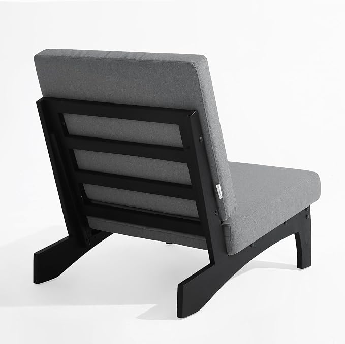 Pia Ricoo Patio Chairs Set of 2, Heavy Duty Wood Patio Furniture Set with Thick Cushions, Bistro Set All-Weather Outdoor Chairs for Balcony, Deck, Poolside, Porch - Gray/Dark